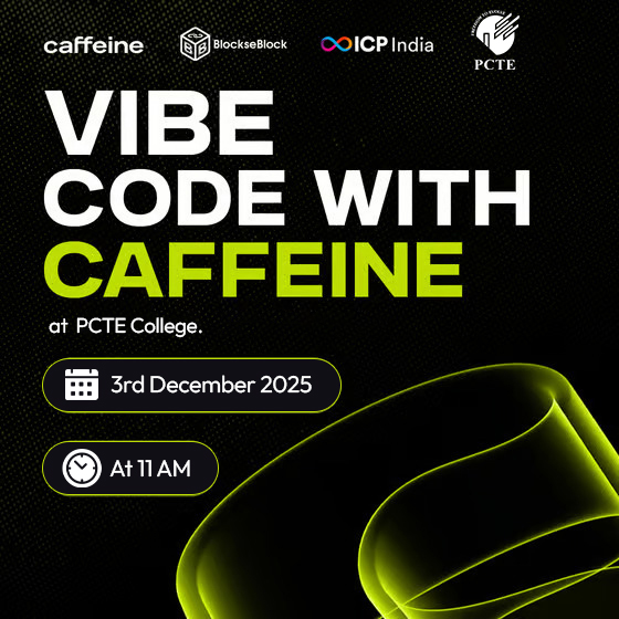 Blockhacks's tweet image. The Future of App Creation is Here!

Ludhiana, get ready. We are live at PCTE Group of Institutes, Ludhiana, at 11 AM for an exclusive session on @caffeineai.

We are using &quot;Caffeine.ai&quot; to turn simple text prompts into fully functional, secure, and scalable…