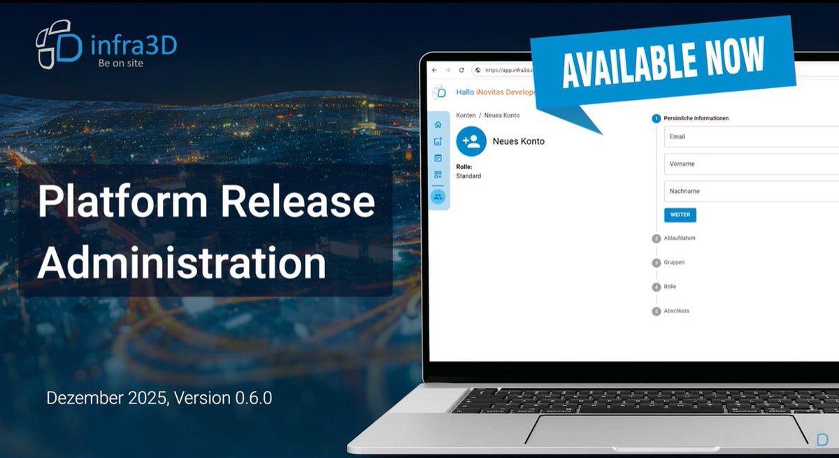 iNovitasAG's tweet image. #infra3D Platform #Release: Neu verwalten Admins Konten und Zugriffsberechtigungen zentral. Das reduziert den administrativen Aufwand und sorgt für klare Zugriffsstrukturen. eu1.hubs.ly/H0q48m10  #DigitaleStrasse #Infrastrukturmanagement