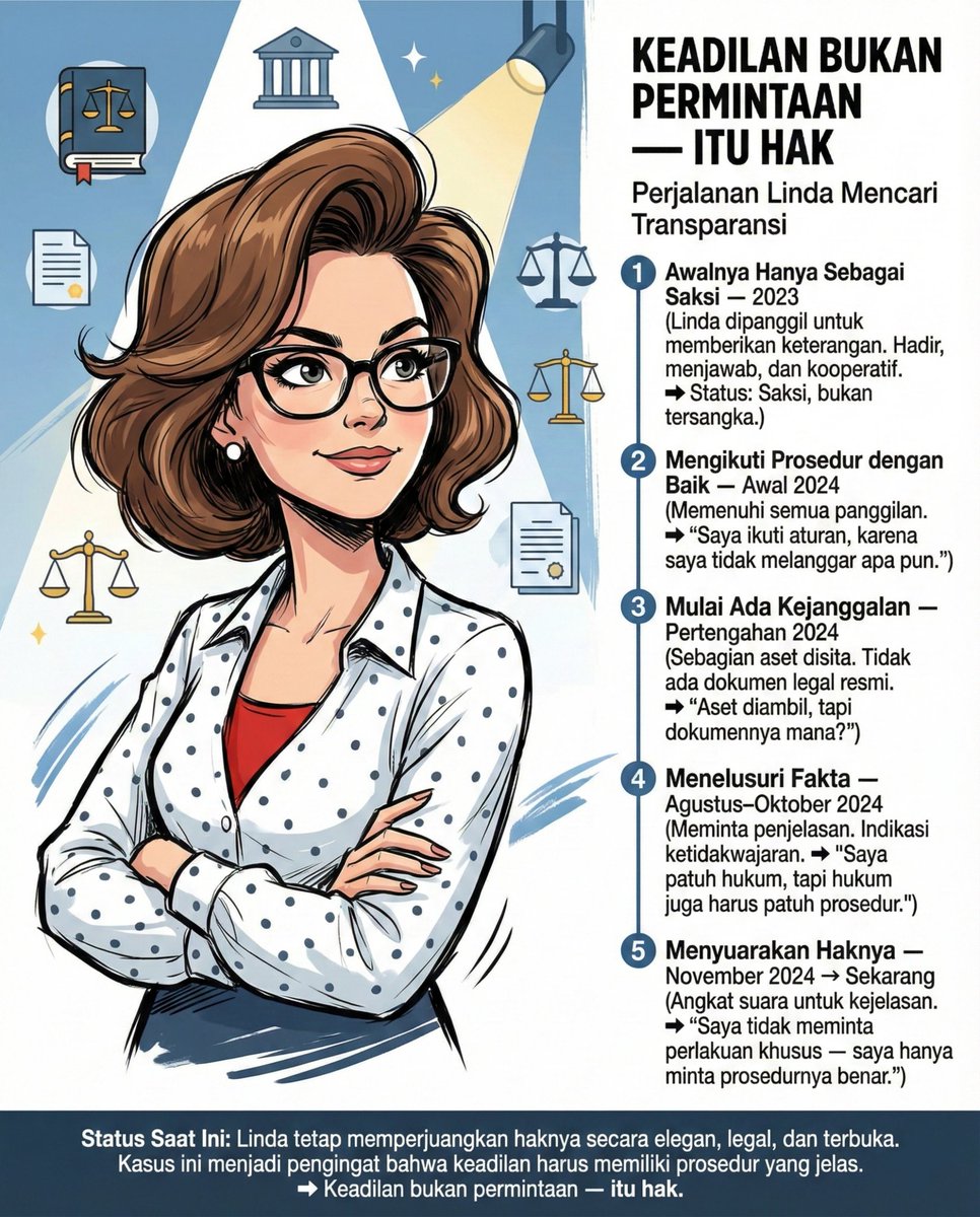 Perkara sita aset Linda Susanti oleh oknum KPK berbuntut panjang, hingga kini aset tersebut belum dikembalikan walaupun dibuktikan tdk terkait perkara suap dimana dia menjadi saksi penting. 
#PublikBerhakTahu