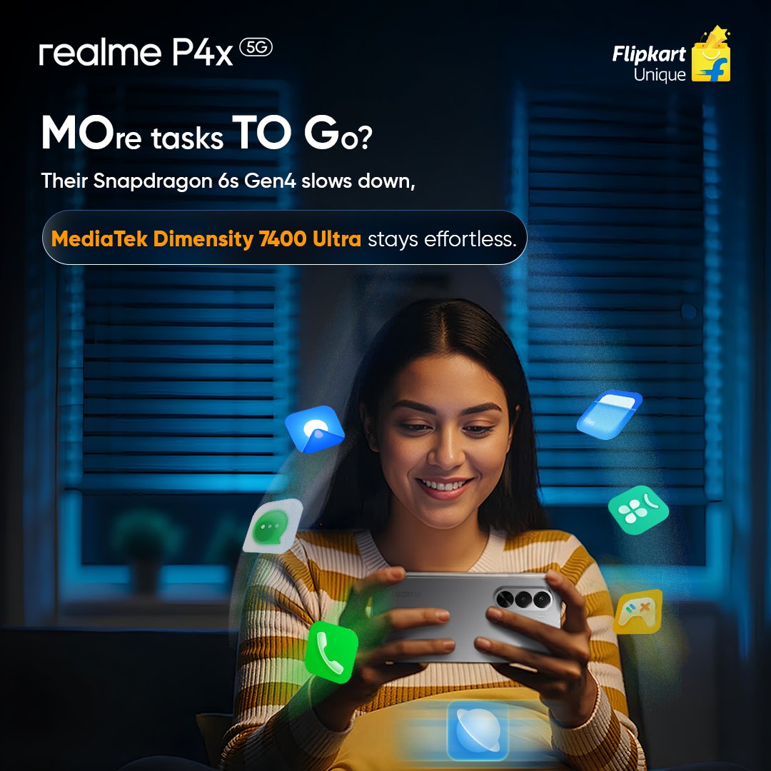 realmeIndia's tweet image. MOre speed where it matters. TOp tier in its class.

The MediaTek Dimensity 7400 Ultra on the #realmeP4x powers through apps, games, and everything in between — without missing a beat.

Launching on 4th Dec, 12 PM

Know more:  
tinyurl.com/bdf64zsv 
tinyurl.com/bdd8vzzb…