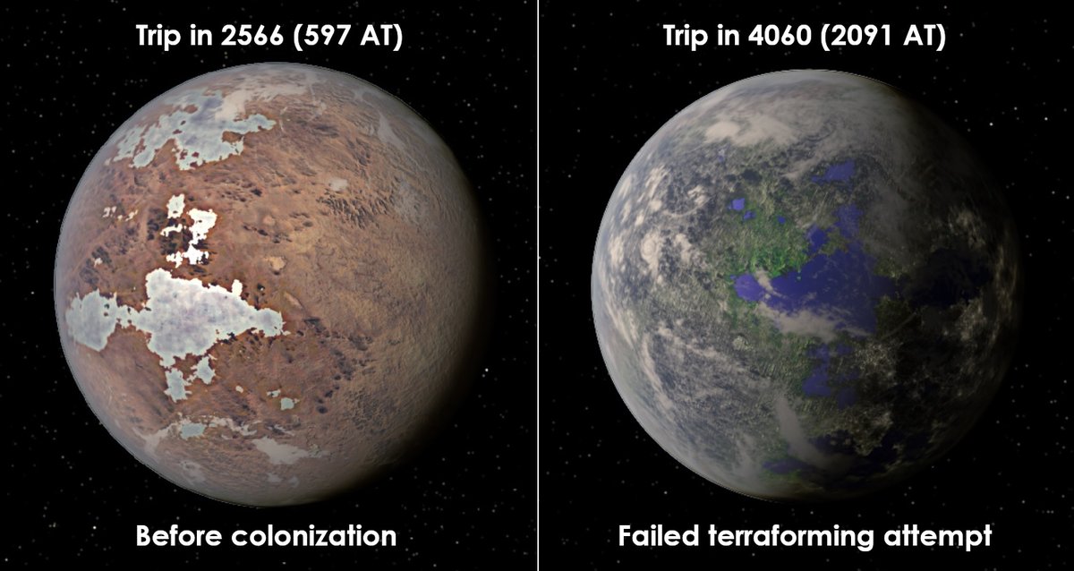 mikusingularity's tweet image. (Orion&apos;s Arm) Trip (61 Cygni A) was colonized in 2566 (597 AT) by corporations (revolts would improve working conditions later).

Although terraforming failed in 2091 AT, it has become a city planet with over 4 trillion people (500 billion in orbit).

orionsarm.com/eg-article/47a…