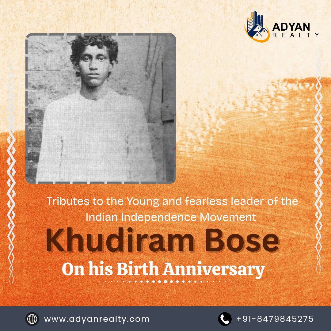 AdyanRealty's tweet photo. Today, we honor Khudiram Bose, one of India’s youngest and bravest freedom fighters—an icon of courage, patriotism, and unshakeable resolve.
His fearless spirit continues to inspire generations to stand for truth, justice, and the dream of a free and prosperous nation. https://t.co/hnwZ21C2ri