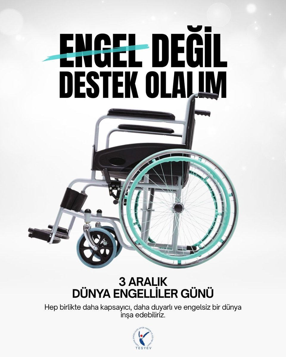 tesyev's tweet image. Bugün sadece farkındalık değil, bir söz veriyoruz:

Engelleri azaltan, hayatlara dokunan her adımı büyütmeye devam edeceğiz.

Çünkü biliyoruz ki; bir tekerlekli sandalye, bir burs, bir rehabilitasyon desteği yalnızca bir yardım değildir…

Bir hayatın yönünü değiştiren bir…