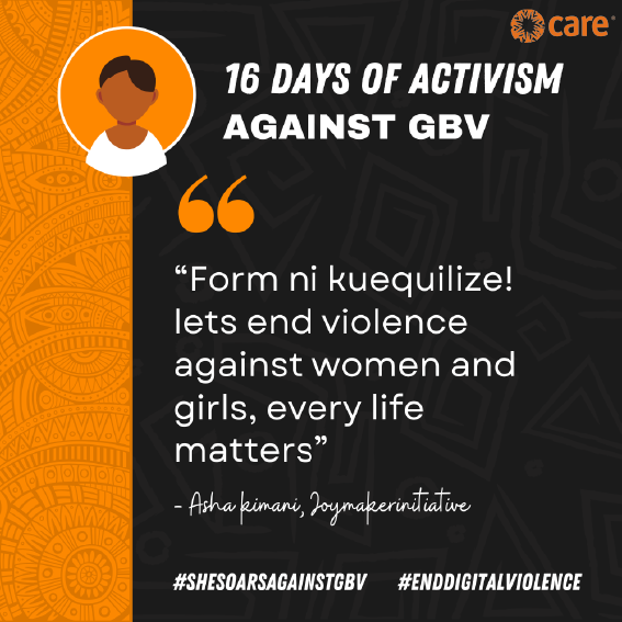 CAREinKenya's tweet photo. False and harmful content doesn’t define women; it reveals the cruelty of the abuser. Stand against online harassment and disinformation

If you can’t say it face-to-face, don’t type it. Words online carry real consequences for women and girls.

#SHESOARsAgainstGBV #EndDigitalViolence #orangetheworld