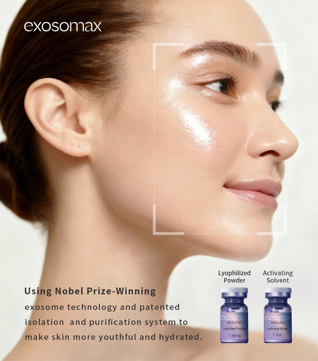 EXOSOMAX's tweet photo. Using Nobel Prize-winning exosome technology, patented isolation  and purification system to make skin more youthful and hydrated.#PatentedIsolation #YouthfulSkin #HydratedSkin #AntiAgingSkincare #SkinRevitalization https://t.co/vWqkvLbQMJ