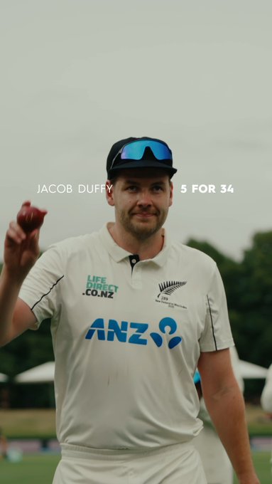 First Test Match in New Zealand AND a five-wicket-bag. A great Wednesday afternoon for Jacob Duffy 🔥