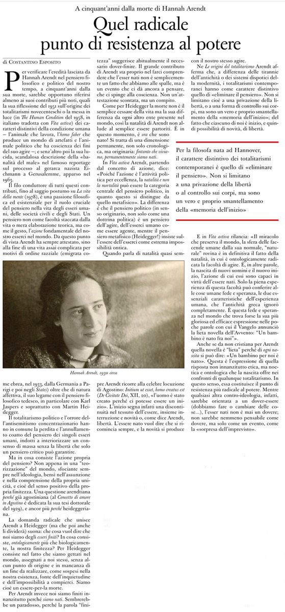 francofontana43's tweet image. A cinquant’anni dalla morte di Hannah Arendt è ancora attuale il suo pensiero: il carattere distintivo dei totalitarismi contemporanei è quello di “eliminare il pensiero”
Non si limitano a una privazione della libertà o al controllo sui corpi, ma sono un vero e proprio…