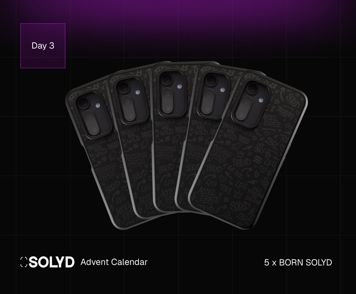 Day 3/24 of Advent Calendar is OPEN!

Have you been Born SOLYD? Well, now you can join the club via the Advent Calendar!

It's live NOW, and we are raffling 5 BORN SOLYD cases ⤵️