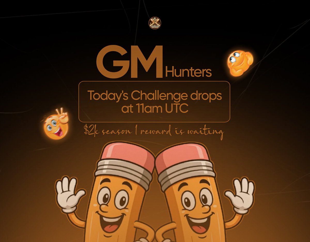 GM Hunters 

Every time you don't quit, you steal power back from the obstacle. 

Another day to stay locked in 

Today's challenge go live by 11am UTC. Don't miss out.