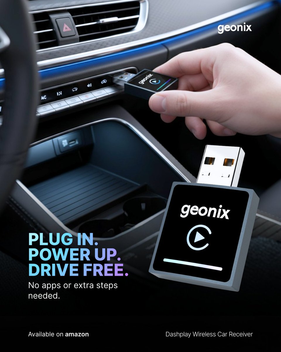 Geonixoffical's tweet image. Hands‑free calls, voice‑controlled maps, and crystal‑clear audio – the Geonix dashplay Wireless car receiver is a game‑changer. 📞🗺️”

#androidauto #cartech #cartech #carstereo