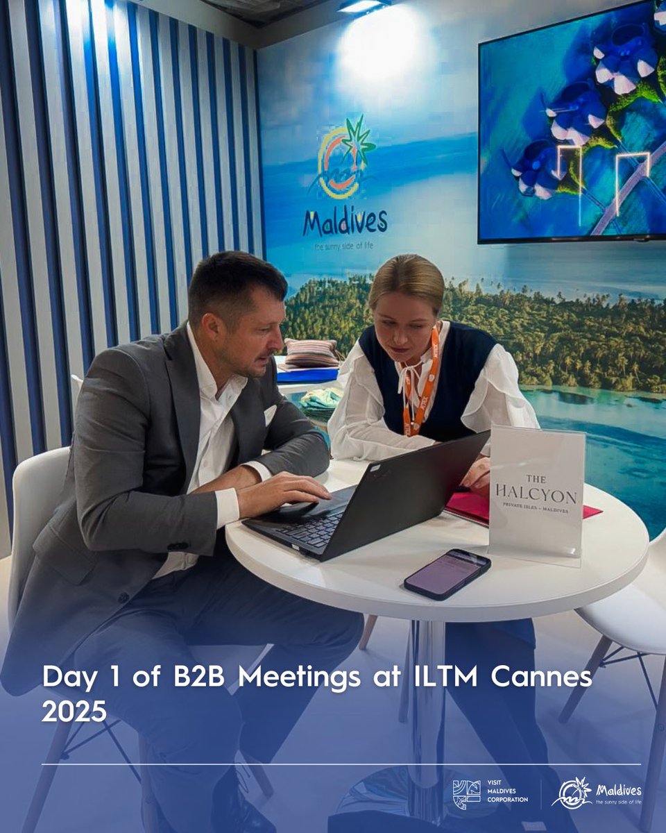visitmaldivesco's tweet photo. Day 1 of B2B meetings at ILTM Cannes 2025! Visit Maldives showcased barefoot luxury – private islands, overwater villas &amp; wellness escapes – connecting with top luxury travel buyers.

#VisitMaldives #ILTMCannes #LuxuryTravel https://t.co/mVN1kCg7P9