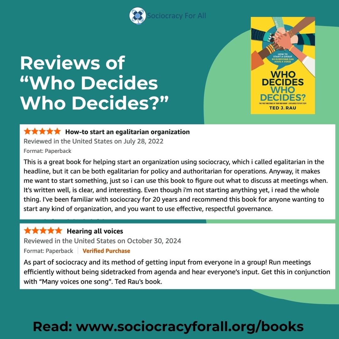 How useful are the #sociocracy books, like "Who Decides Who Decides?"
If you don't take it from us, take it from our readers!

... maybe a 🎁 to someone who wants to start a project in 2026?

sociocracyforall.org/sociocracy-boo…