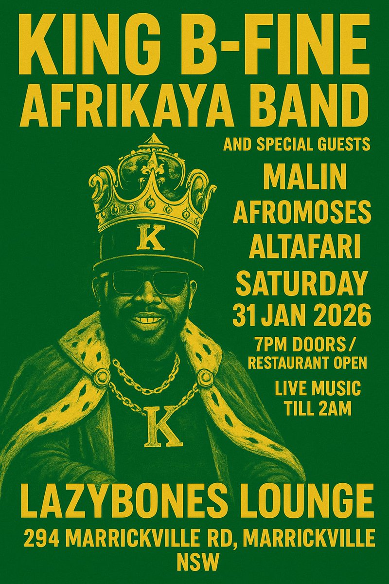 King B-Fine &amp; Afrikaya Band 
With special guests Malin Sylla, Afromoses and Altafari, this unforgettable lineup brings together some of the finest voices in Afro-fusion and reggae culture. Expect big vibes, positive energy, and a night of music that connects the community.