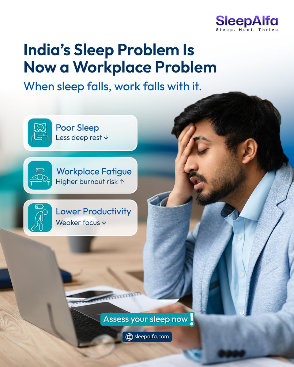 SleepAlfa's tweet photo. Tired minds make work feel heavier. Poor sleep slows decisions and weakens focus.
A small change in how you rest can improve how you work.
Assess your sleep with @SleepAlfa.
🔗 https://t.co/KLUoacuecT

#sleep #corporatelife #wellbeing #healthylife #sleepdeprivation #SleepAlfa https://t.co/YtV2cB0aL2