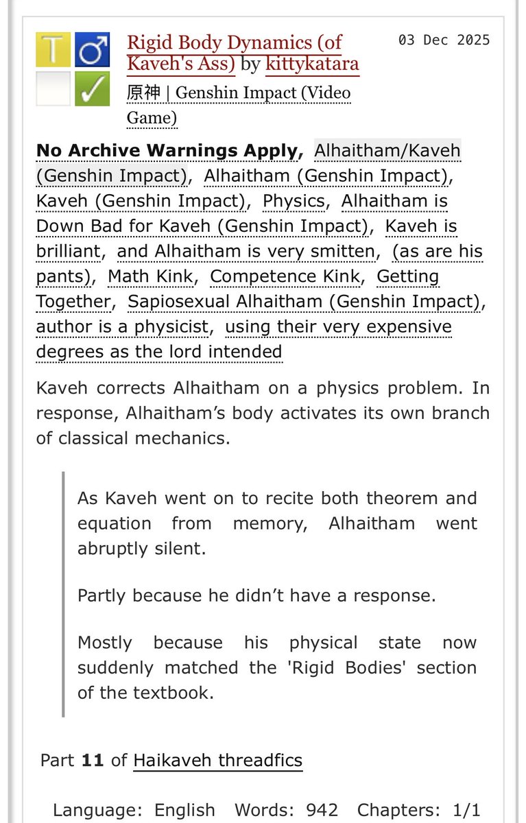 🌱🏛️ This is up on ao3 now here! 🥰 

archiveofourown.org/works/75165151

#Haikaveh