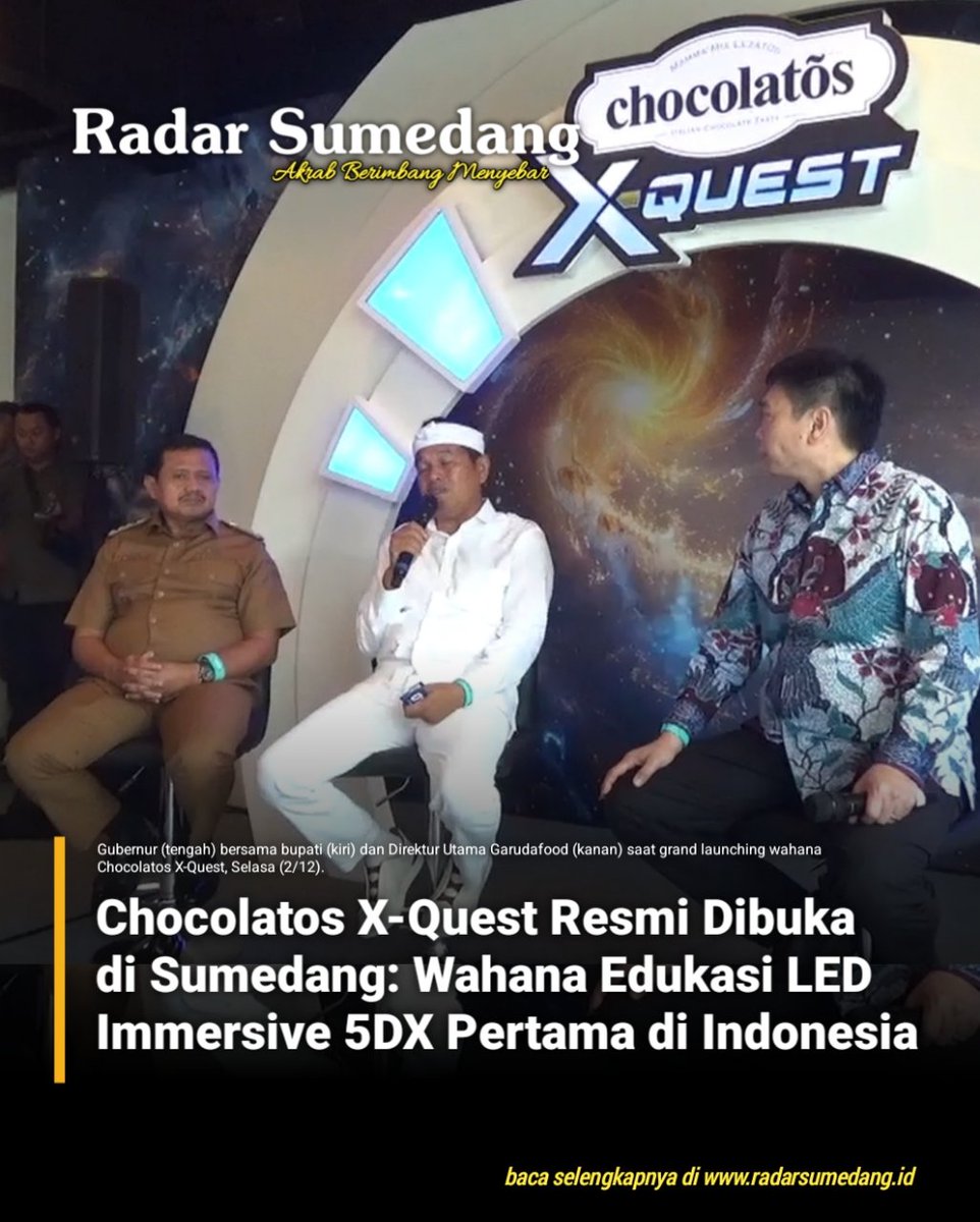 radarsumedangg's tweet photo. https://t.co/jvzfDqMzeE, CIMANGGUNG – Kabupaten Sumedang kini memiliki destinasi eduwisata baru dengan hadirnya Chocolatos X-Quest, wahana pembelajaran berbasis teknologi LED Immersive 5DX-perience pertama dan terbesar di Indonesia. Wahana ini terintegrasi langsung dengan pabrik https://t.co/8ktd7DvuRW
