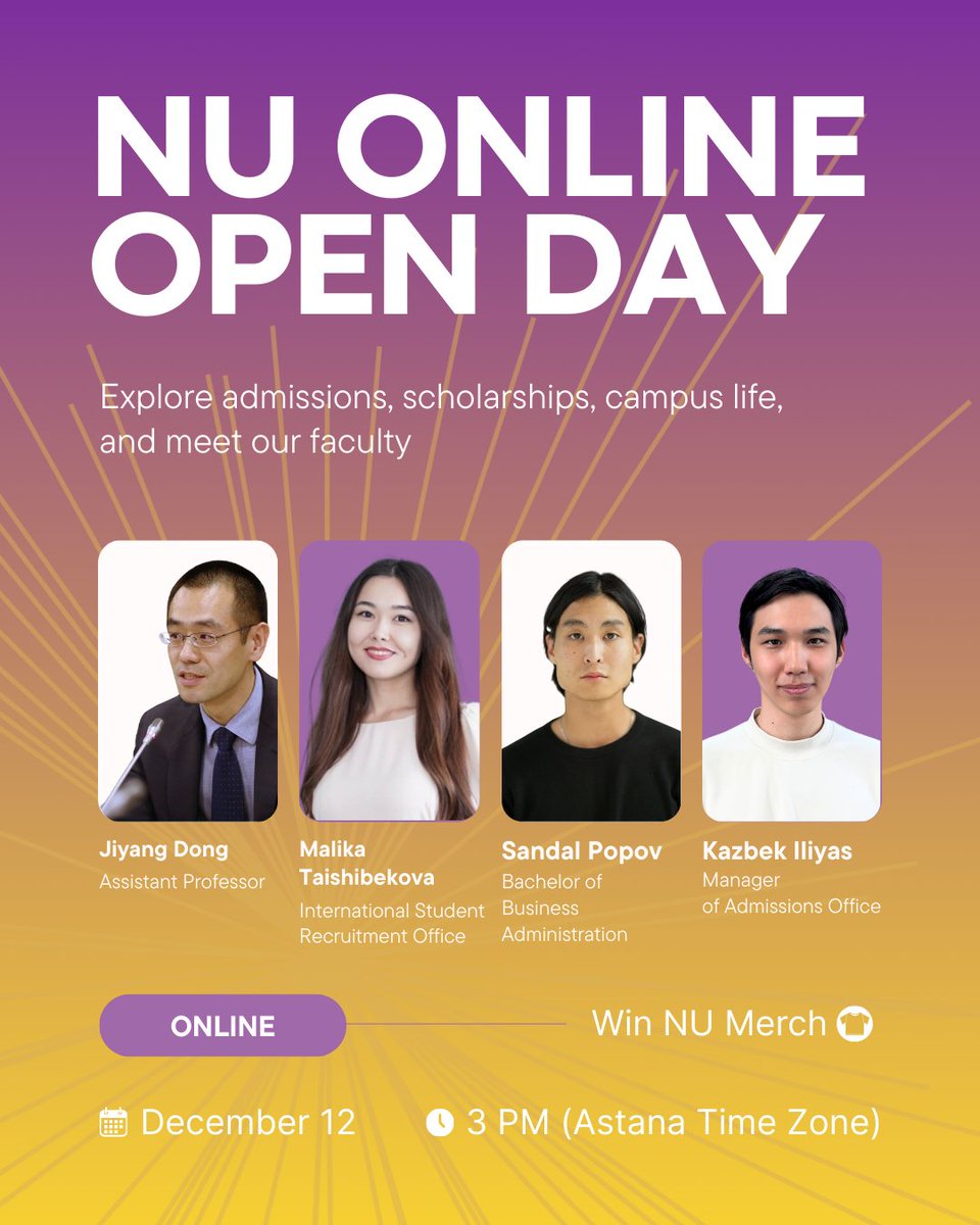NUedukz's tweet photo. Online Open Day

Join the Online Open Day and explore everything NU has to offer — from wherever you are. 

✅ Save the date: Friday, 12 December 2025 | 3:00–4:00 PM

Register now through the link https://t.co/jUkr2DNg55 and secure your spot! https://t.co/316AFxUIRl