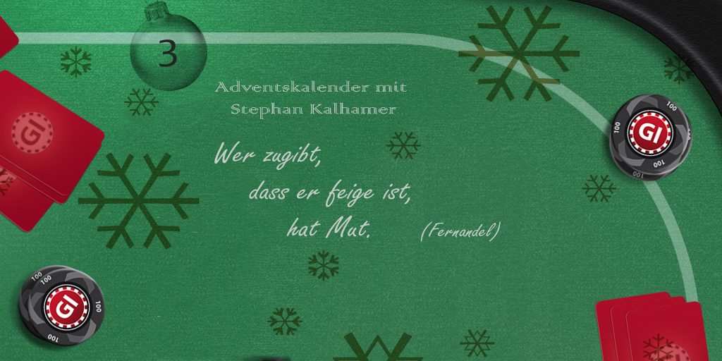 Easy as 1, 2, 3: mein Adventskalender fährt auf linkedin bis vor die Weihnachtstür: linkedin.com/in/kalhamer/ Hier sag ich schon mal: gesegnete Weihnacht! - Vielleicht sehen wir uns ja in 2026 mal (wieder) am Pokertisch: gaming-institute.de Es wär mir wie immer ein Fest.