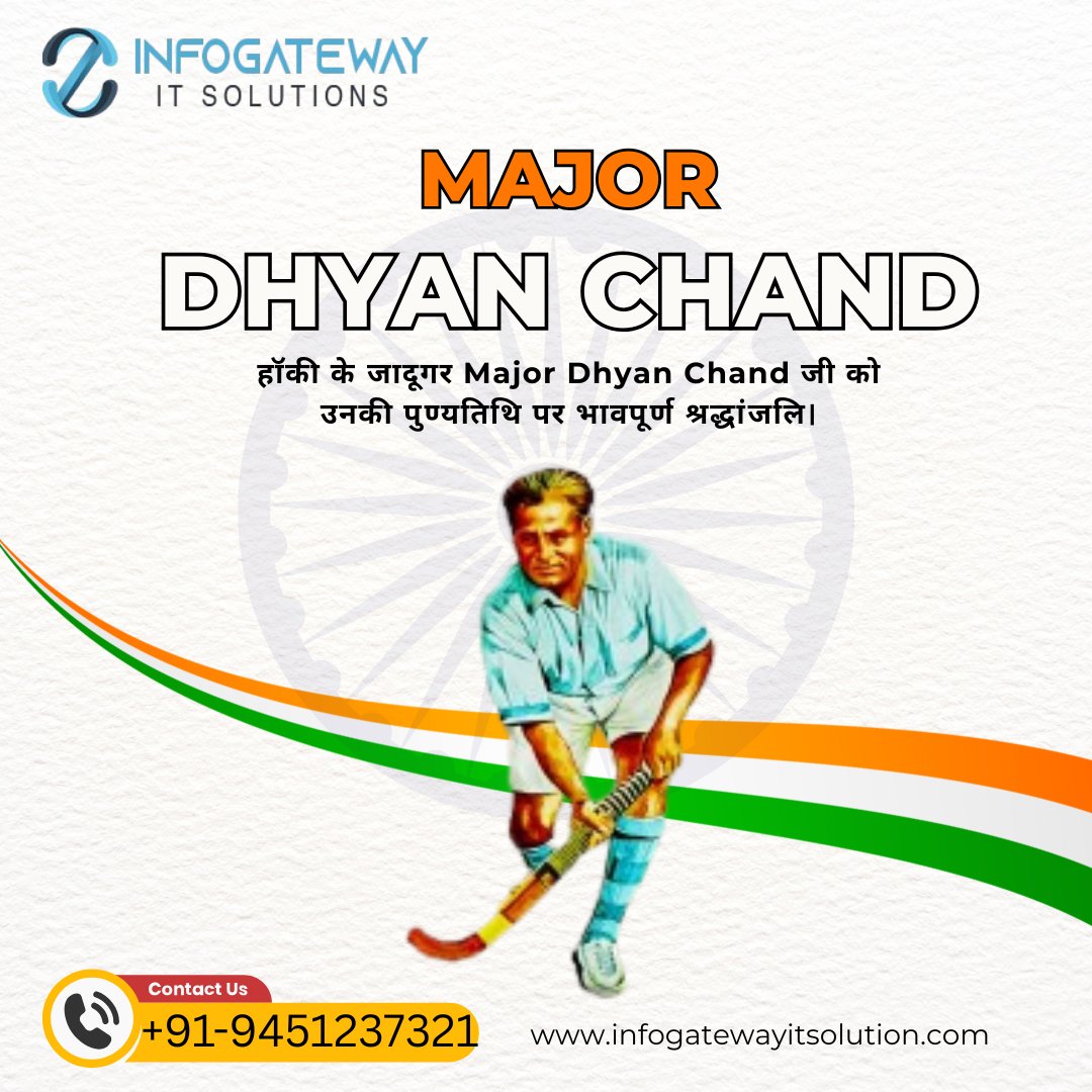 InfogatewayITS's tweet photo. Major Dhyan Chand Ji की पुण्यतिथि पर नमन। राष्ट्र के गौरव, हॉकी के जादूगर को श्रद्धांजलि। 🇮🇳
https://t.co/xhP5aNELb5
#MajorDhyanChand #Tribute #JaiHind https://t.co/s99RHVFgab