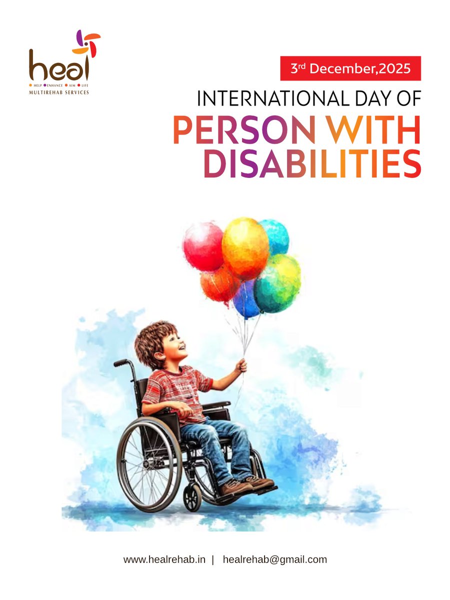 HealRehab's tweet image. International Day of Persons with Disabilities!

Today, we celebrate abilities, strength, and the incredible resilience within every individual. 
#personwithdisability #healmultirehab
