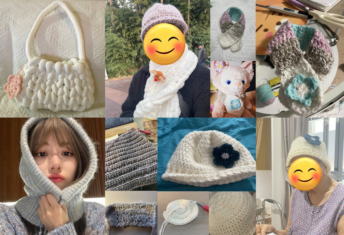 Sx0200XX's tweet photo. #SAKURA #사쿠라 #KKUROCHET #꾸로셰
제가 코바늘 뜨개질을 처음 배운 건 아마 8살쯤이었던 것 같아요.  그때 외할머니가 가르쳐 주셨어요.  근데 외할머니 돌아가신 뒤로는 한 번도 다시 뜨개질을 안 했어요. 코바늘만 봐도 조금 슬퍼지더라고요.

그러다가 사쿠라가 자기 취미를 공유해 주면서…  
사쿠라가 만든 뜨개질 작품들을 보니��� “와, 뜨개질 진짜 너무 귀엽다!” 싶더라고요.  오랜만에 다시 한 번 해보고 싶다는 마음이 생겼어요.

그래서 지금까지 만든 것들이에요.  
아직 많이 서툴고요, 요즘은 집중할 시간이 길게 나지 않아서 제대로 앉아서 하기가 어렵거든요.  
뜨개질은 진짜 집중력과 시간이 많이 필요하잖아요.  
그래도 사쿠라 따라 모자는 만들어 봤고, 인형 옷이랑 모자도 만들어 보고,  남자친구한테 모자랑 목도리도 떠줬어요.  남친 엄마한테는 가방도 떠드렸고, 친구들한대 줄 작은 선물도 몇 개 만들었고, 응원봉 커버까지!  

그리고 제일 뿌듯한 건… 친할머니한테 모자를 떠드린 거예요.  (친할머니는 평소에 천으로 제 옷을 꿰매 주시고, 돌아가신 외할머니는 늘 털실로 스웨터랑 모자를 떠주셨거든요.)

이렇게 써놓고 보니까 정말…  
사쿠라를 알게 되고 사랑하게 된 게 너무 너무 감사하고 행복해요.  예전에도 말했지만, 사쿠라는 제게 진짜 많은 면에서 힘과 영감을 주는 존재예요 ♡