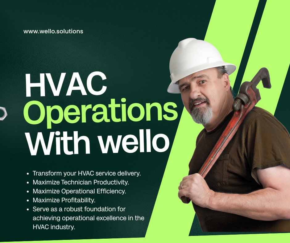 WelloSolutions's tweet image. Wello Solutions offers an integrated platform for managing every aspect of your HVAC business.  #FieldServiceManagement #WelloSolutions #FSM #TeamProductivity #WorkSmarter #HVACoperations
