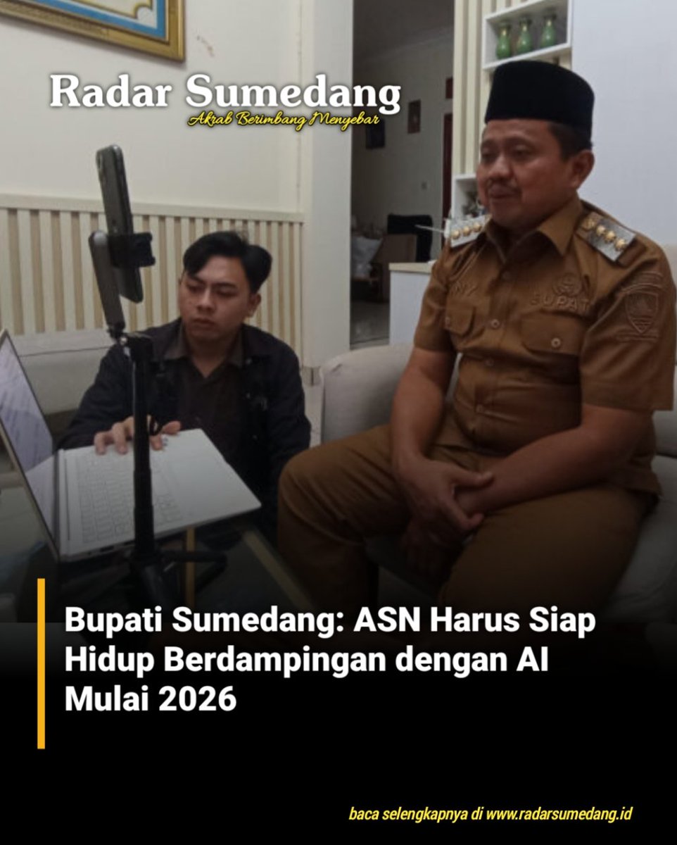 radarsumedangg's tweet photo. https://t.co/jvzfDqMzeE, SUMEDANG – Teknologi Artificial Intelligence (AI) kini semakin melekat dalam berbagai aspek kehidupan manusia dan mulai dioptimalkan untuk mendukung pengelolaan pemerintahan. Menghadapi perkembangan tersebut, Bupati Sumedang Dony Ahmad Munir meminta https://t.co/KdrNlkmPyp