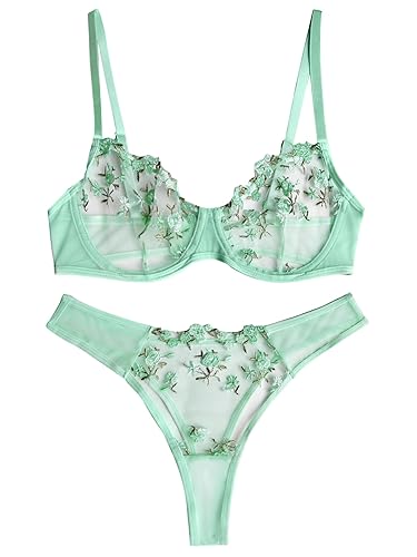 I just received Aphrotiny Womens Lingerie Set 2 Piece Floral Embroidery Matching Bra and Panty Sets Underwire Mesh Floral Lingerie for Women - Green - Large from Anonymous via Throne. Thank you! throne.com/starseids #Wishlist #throne