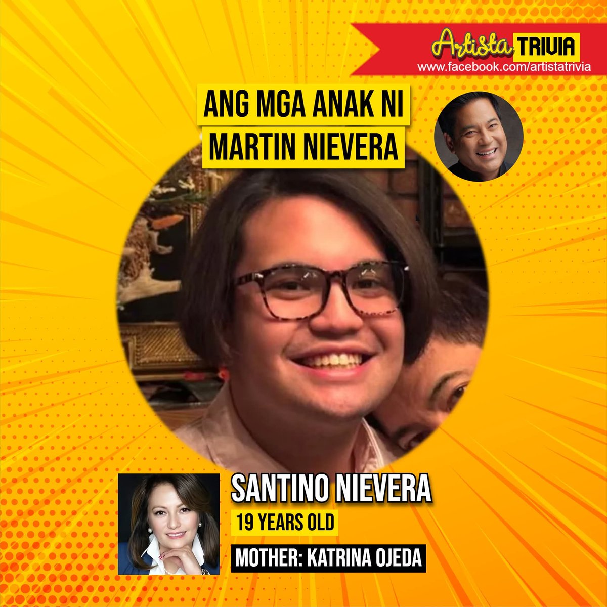 ArtistaTrivia's tweet image. The children of Martin Nievera with former wife Pops Fernandez are Robin Nievera and Ram Nievera, and with ex-partner Katrina Ojeda is Santino Nievera.

#martinnievera #PopsFernandez #RobinNievera #ramnievera #artistatrivia