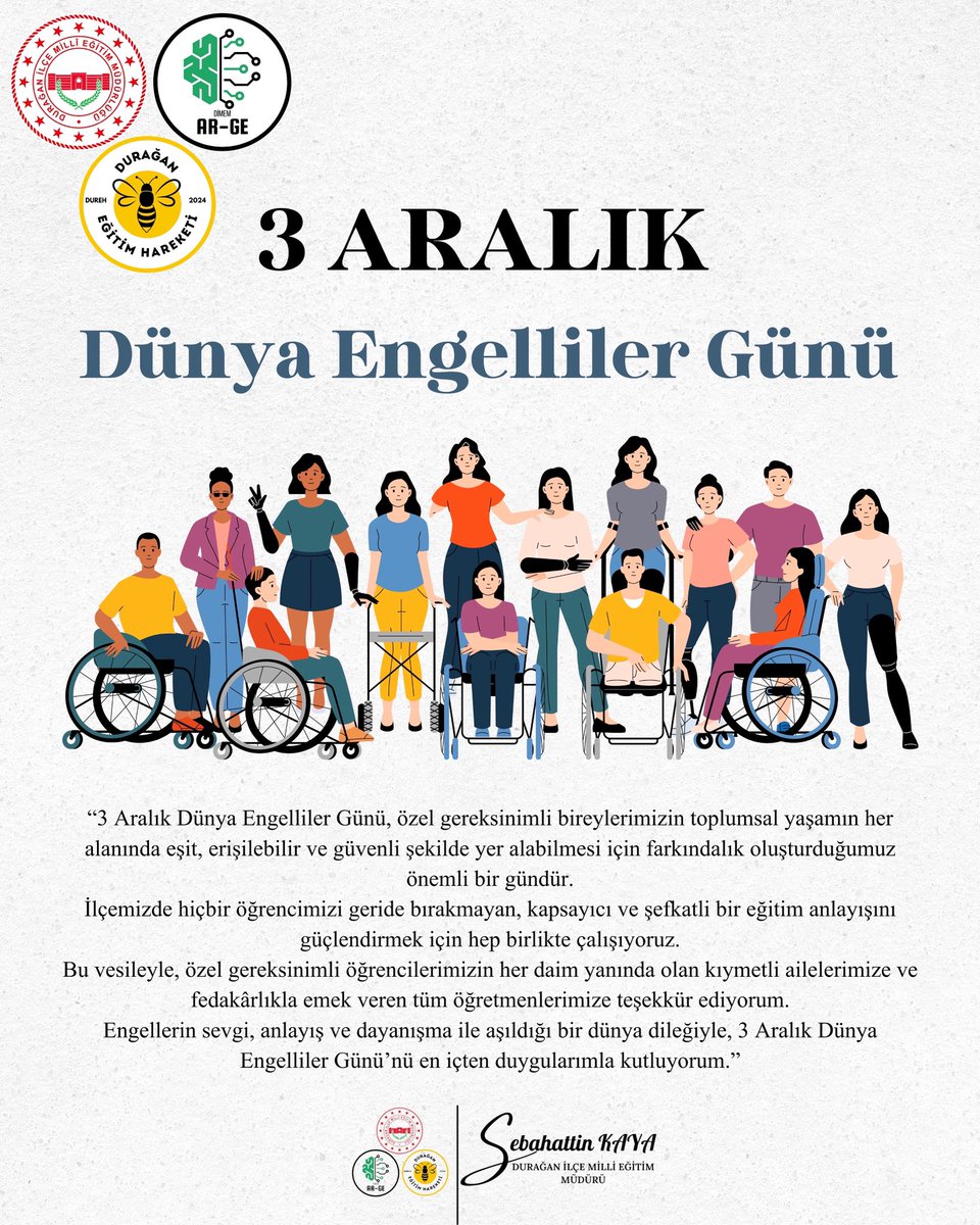 Sevgi Varsa, Engel Yoktur!

#durağaneğitimhareketi #dureh #bilgiylebüyüöğrenimleyüksel #durağaneğitim #durağanmem #sinopmem #sinopeğitim #meb #dünyaengellilergünü #3aralık #3aralikdünyaengellilergünü