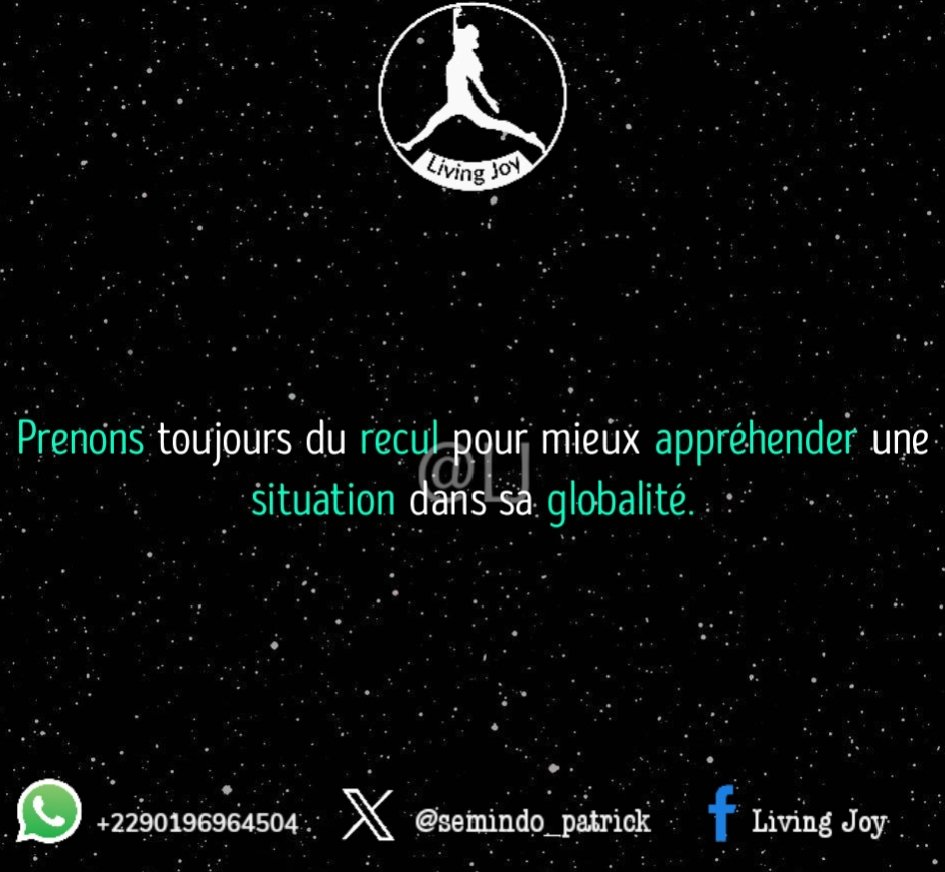 semindo_patrick's tweet image. Bon jour,

En toute #circonstance, retrouvons notre #Paix intérieure avant de décider de l'action à poser.

Puisse #Dieu nous donner le discernement en toute chose.

Passons une #excellente journée.
#Livingjoy