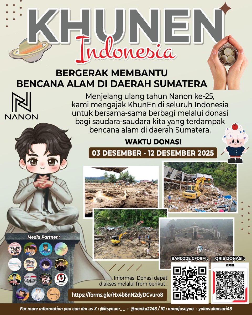 Nonka2248's tweet photo. Instead of gifts, let’s spread kindness! 

Hai KhunEn Indonesia! 🪐💙💜
Menjelang ulang tahun Nanon ke-25, kami mengajak KhunEn di seluruh Indonesia untuk berdonasi bagi saudara-saudara kita yang terdampak bencana di Sumatera. https://t.co/co9CkRSMO0