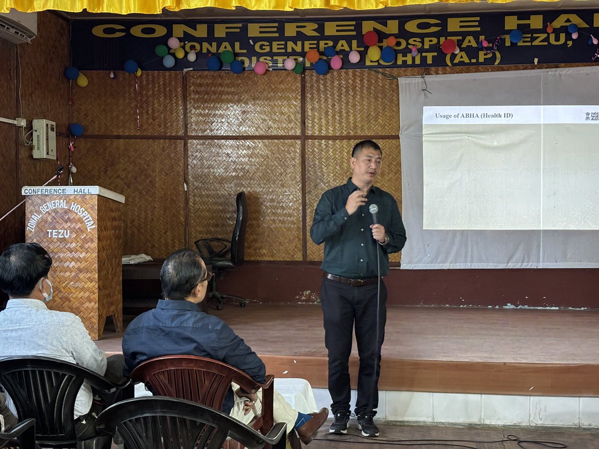 ABDM_Arunachal's tweet photo. ABDM State Team visited Lohit District on 28 Nov 2025 for an orientation &amp; supportive supervision session with DMO Dr. Chow Lot Manchay and MS Dr. Tater Kena.
Doctors, Nursing Officers &amp; programme officials also participated.

Focus: ABHA, HFR, HPR &amp; Scan &amp; Share strengthening. https://t.co/oqhcuVL8bf