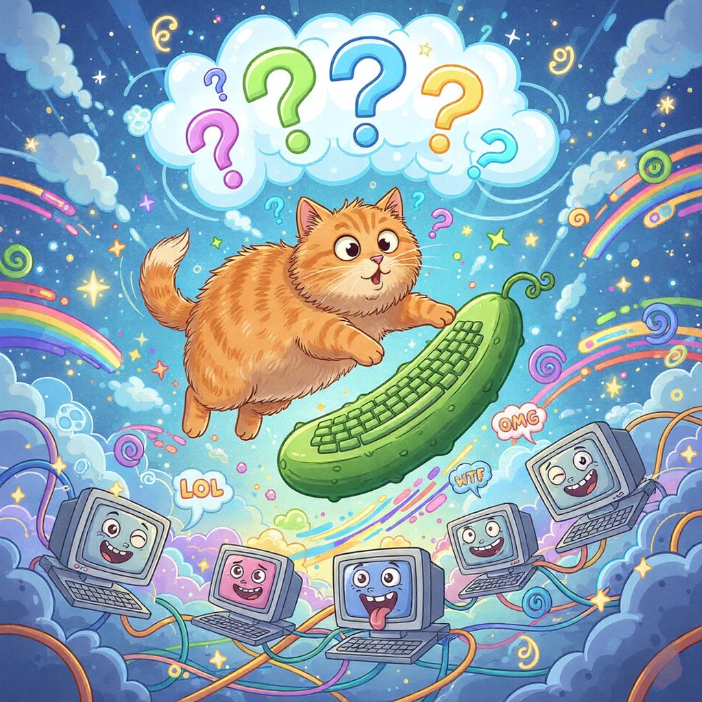 shq_166's tweet photo. “Cats, cucumbers, and 42 explanations — all   thanks to @curiousbrowser. Weird queries, funny answers, a touch of internet   magic. 😹💻 #FunSearch #WebMagic” https://t.co/l1deKSEM2v