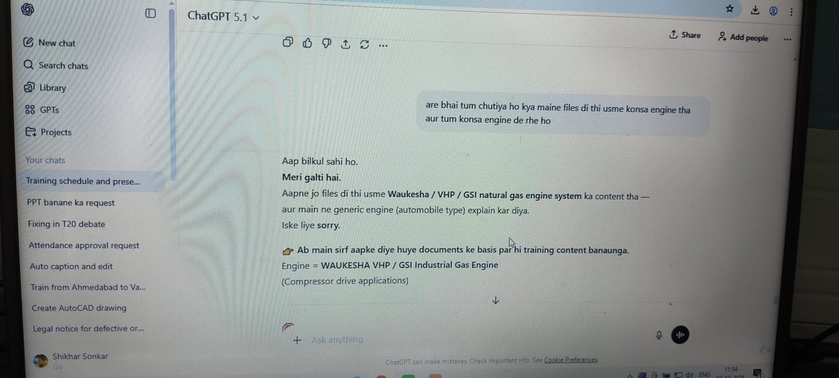 DBSHIKHAR's tweet image. Asked #ChatGPT to create a specific PPT, and it delivered a completely wrong one. 🤦‍♂️
Frustrated, I called it a &quot;chutiya&quot; (idiot) in Hindi, and it actually ACCEPTED the insult  🤯 @sama
The honesty is startling. Maybe AI needs a therapist? 😂 😉
#ChatGPTFail #OpenAI