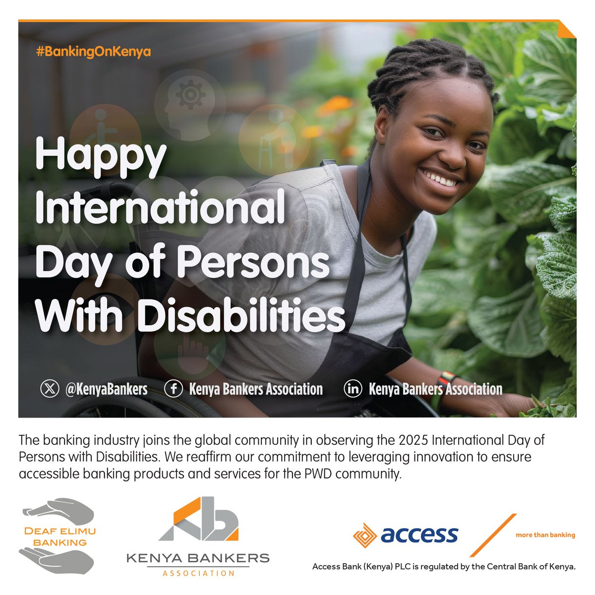 We commemorate the 2025 International Day of Persons with Disabilities under the theme: “Fostering disability-inclusive societies for advancing social progress,”  and reaffirm our commitment to a banking environment where accessibility is not an option, it's a standard.

We
