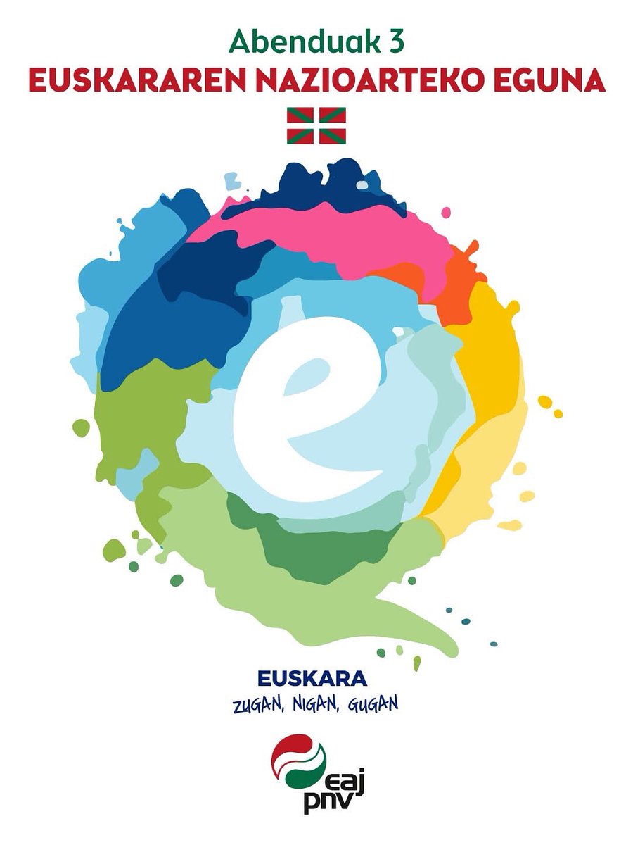 Euskarak bizirik iraun badu, gure aurrekoek unerik gogorrenetan ere eutsi ziotelako izan da. Orain guri dagokigu euskara hazi araztea, erabiltzea eta zaintzea.

Zugan, nigan, gugan. Euskararen Nazioarteko Egun zoriontsua! 🟩⬜🟥