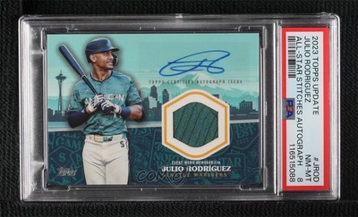 2023 Topps Update All-Star Stitches /25 Julio Rodriguez Rodríguez PSA 8 Auto #ad #thehobby cardpromoter.com/2025/12/02/bas…