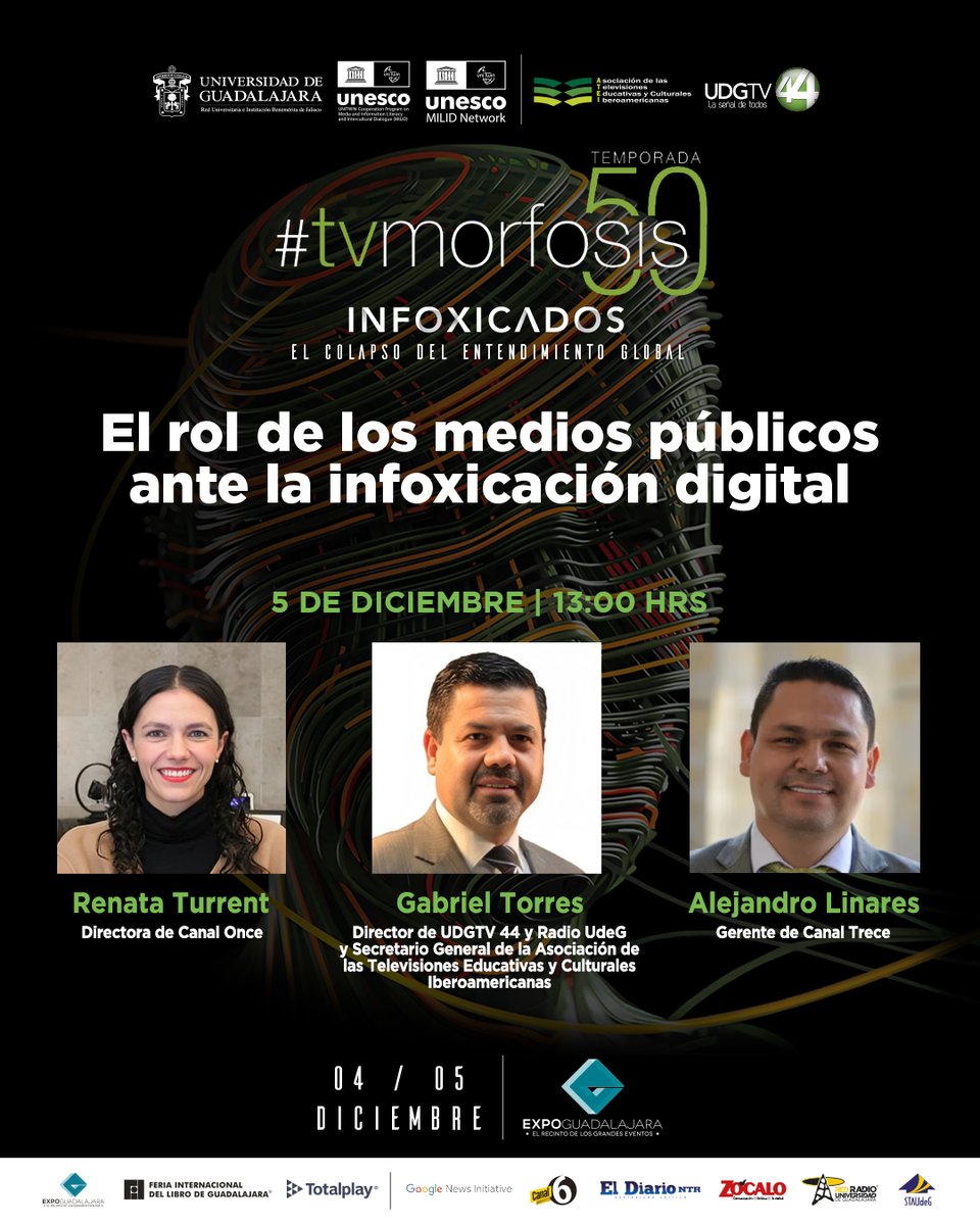 📱 Los medios públicos son garantes del interés general. Con casos de éxito, se evalúa combatir la desinformación y ofrecer contenidos confiables

📌 El rol de los medios públicos ante la infoxicación digital

👥 Participan <a href="/rturrent/">Renata Turrent</a> de <a href="/CanalOnceTV/">Canal Once</a>, <a href="/GabrielTorresEs/">Gabriel Torres</a> de