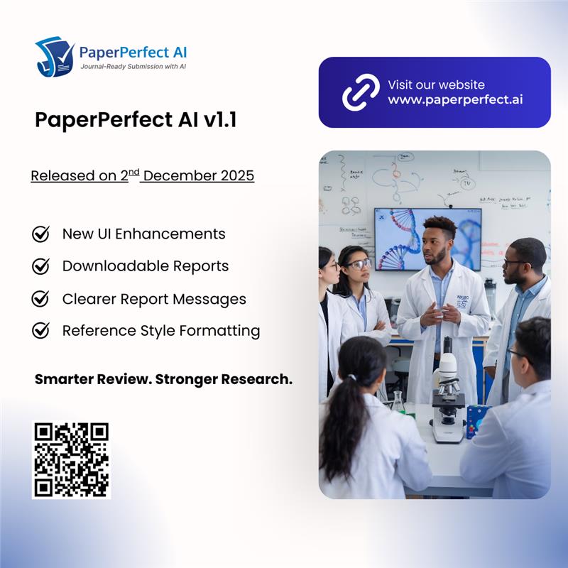 PaperPerfectAI's tweet photo. PaperPerfect AI Version 1.1 is live Now!

Improved UI, smarter reports, reference style formatting, and downloadable insights, all designed to make research writing smoother and more efficient.

Try PaperPerfect AI now!

#PaperPerfectAI #AcademicWriting #AIforResearch https://t.co/uGCBamhXjD