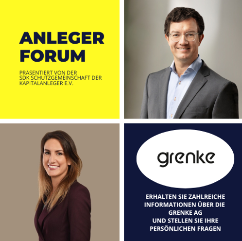 grenke AG im SdK-Anlegerforum – jetzt anmelden! 👇💡

Morgen um 16:00 Uhr stellt sich #grenke im zweiten diesjährigen virtuellen Anlegerforum vor – inklusive Präsentation und offener Q&amp;A-Runde 💪

🔗 Kostenfreie Anmeldung: join.next.edudip.com/de/webinar/sdk…