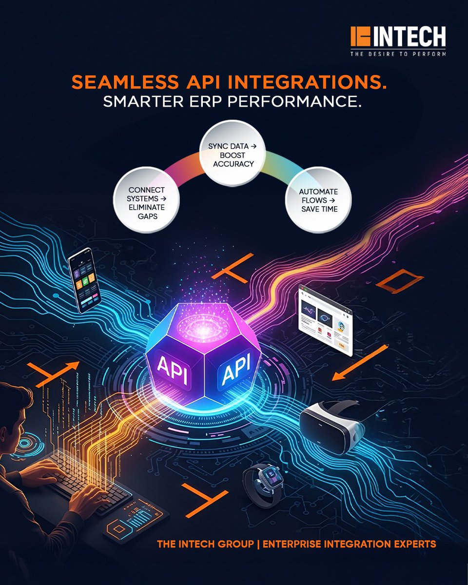 icsglobal_in's tweet image. Seamless integration is the key to smarter business. #INTECH builds APIs that link platforms, align data, and empower your ERP to work faster, more accurately, and more efficiently.

#intechsolutions #APIIntegration #SystemIntegration #EnterpriseSolutions #ERPConnectivity