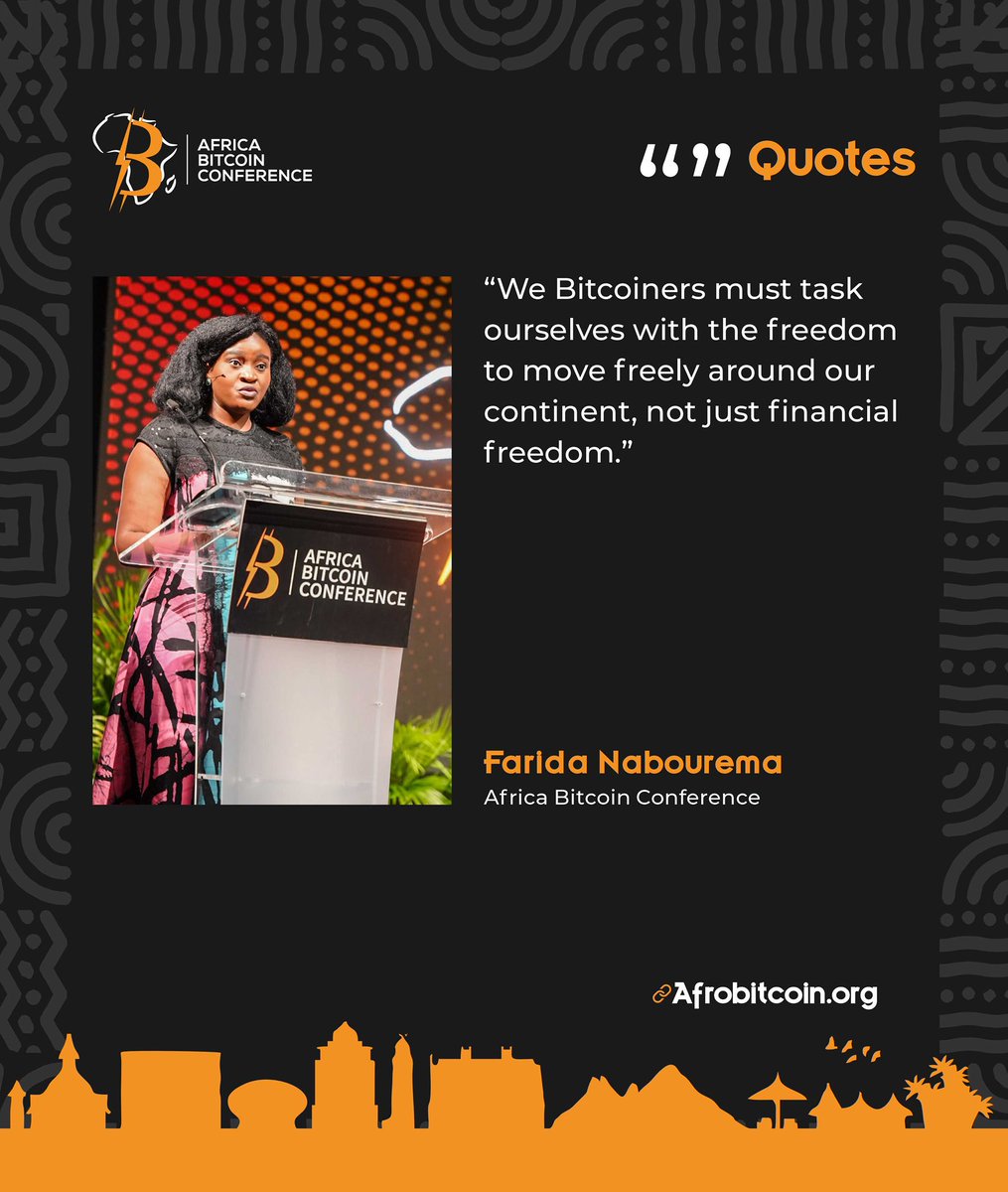 AfroBitcoinOrg's tweet image. Freedom isn’t just financial, it’s movement, identity, and unity. Farida challenges us to shed colonial mindsets, rethink borders, and build spaces for those who believe in true freedom.

Some powerful quotes from her welcome address!
#ABC2025 #Mauritius #ABC25 #Bitcoin
