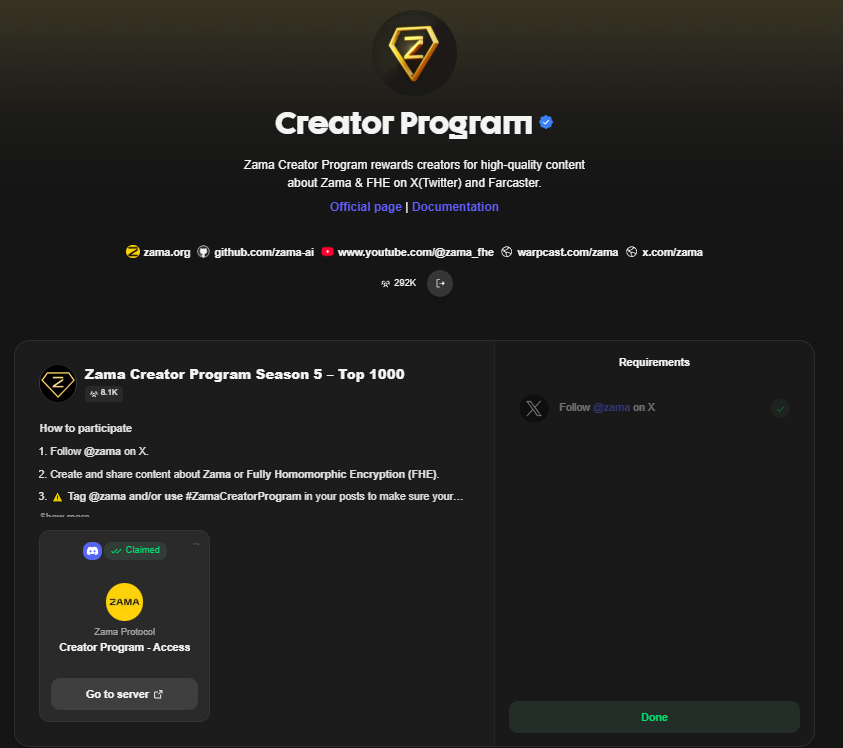 v_3394's tweet image. 🚀 Joining  @zama Creator Program Season 5! 🔒

Just claimed my spot Role Access for Season 5 of the Zama Creator Program! 

guild.xyz/zama/creator-p…

How to join:  

 - Follow @zama on X  
- Create &amp;amp; share content about Zama or FHE 
Tag @zama and/or use #ZamaCreatorProgram 

🏆…