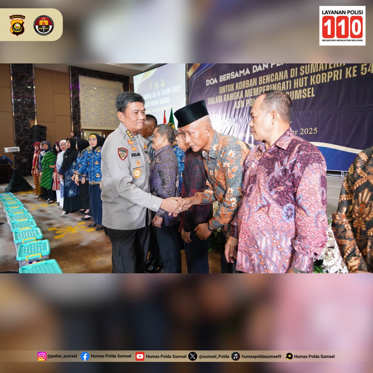 📰 DOA BERSAMA DAN PEMBERIAN DONASI KORBAN BENCANA DALAM RANGKA HUT KORPRI KE-54 ASN POLRI POLDA SUMSEL

Polda Sumatera Selatan menggelar kegiatan Doa Bersama dan Pemberian Donasi untuk korban bencana di wilayah Sumatera dalam rangka memperingati HUT KORPRI ke-54 ASN Polri tahun