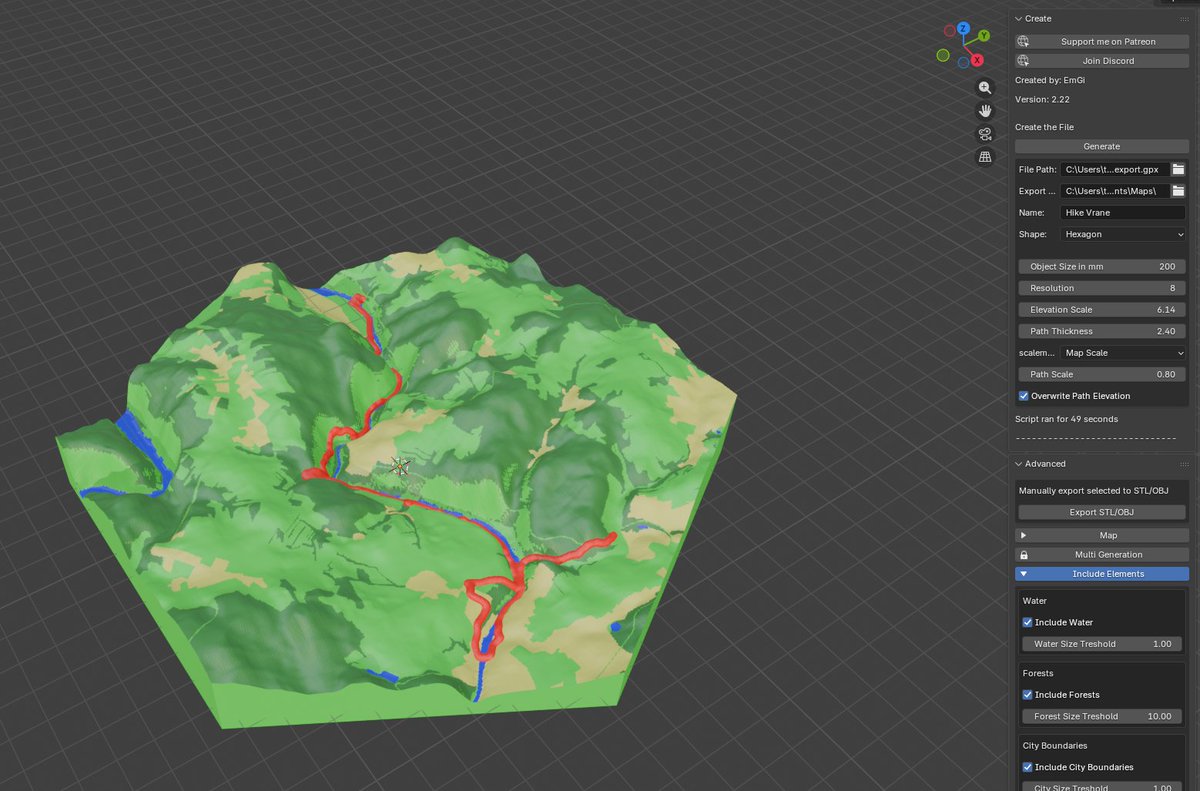 Small shoutout to this project that was brought to my attention: printables.com/model/1242540-…
Awesome map generation for hiking trails in Blender, easily making some awesome multi-color projects