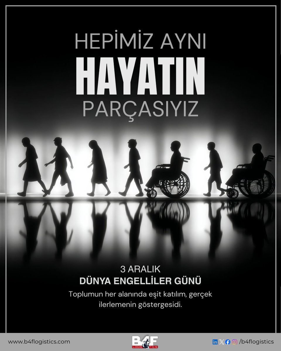 Toplumun her alanında eşit katılım, gerçek ilerlemenin göstergesidir.
HEPİMİZ AYNI HAYATIN PARÇASIYIZ !
.
.
.
#3Aralık #engellihakları