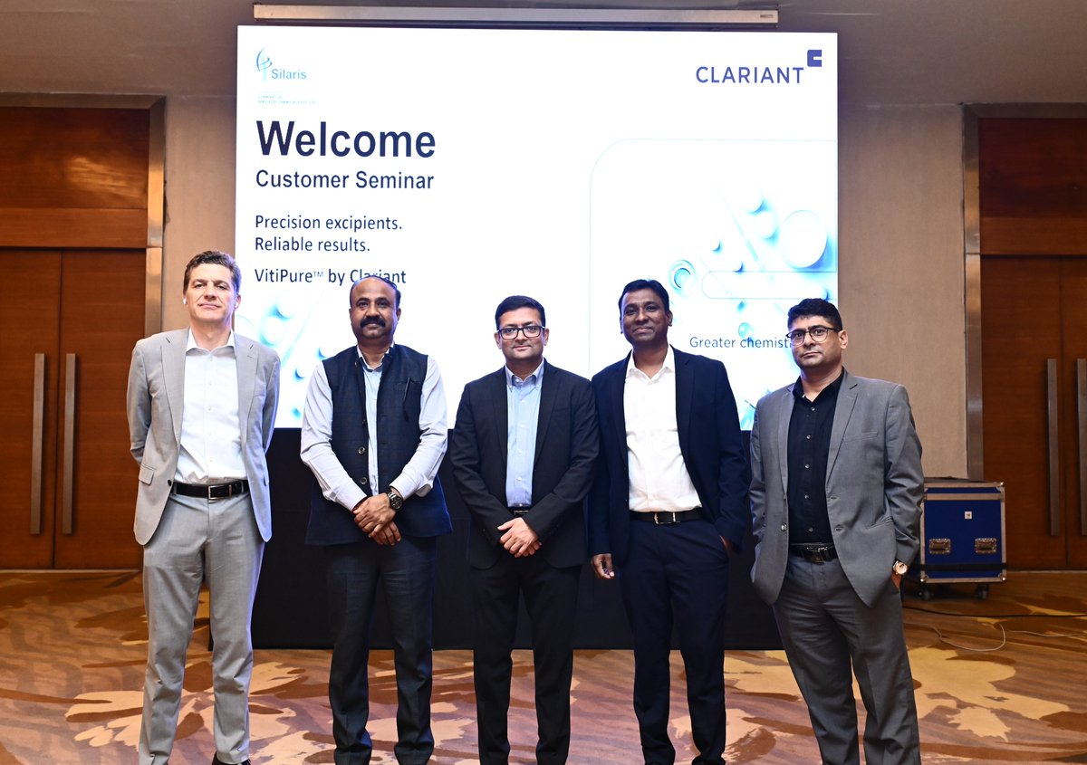 clariant's tweet image. Hyderabad ➜ Ahmedabad. Two packed technical seminars. One clear message: formulators want more – more purity, more stability, more performance. And that’s exactly what our VitiPure, Motusflex and Polyglykol excipients deliver.  

We’re raising the bar in #pharmaceutical
