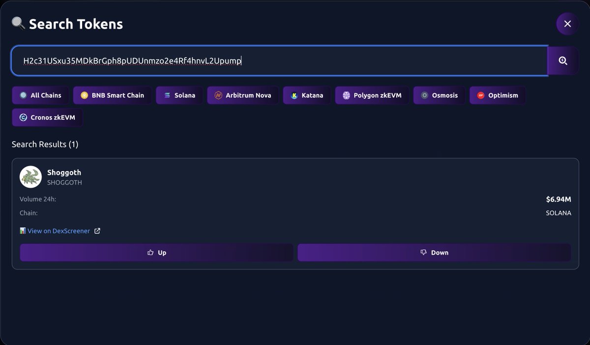 NEW LISTING

$SHOGGOTH (<a href="/Shoggoth_SOL/">Shoggoth on SOL</a>) is now listed on Votix!

🔗 H2c31USxu35MDkBrGph8pUDUnmzo2e4Rf4hnvL2Upump

Cosmic horror awakened - $SHOGGOTH creeping up the trending board with unstoppable eldritch energy.

👉 Vote Now at votix.fun