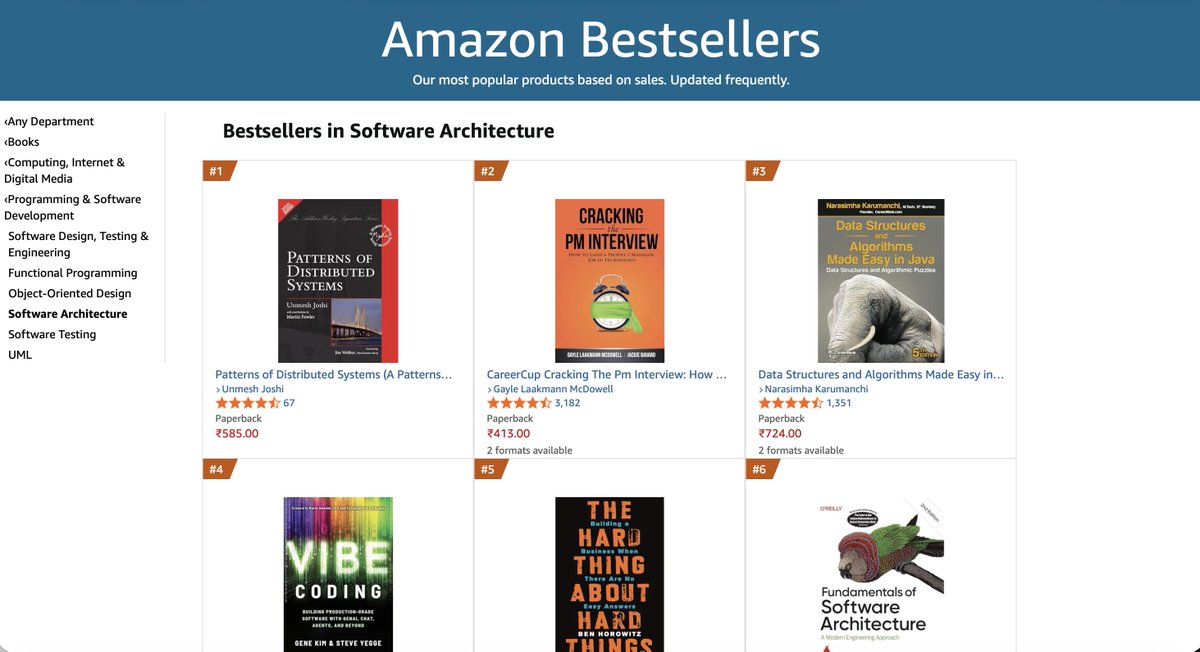 Good to see the book on Amazon India Bestsellers list in the Software Architecture category. 
lnkd.in/d-G_q7t8